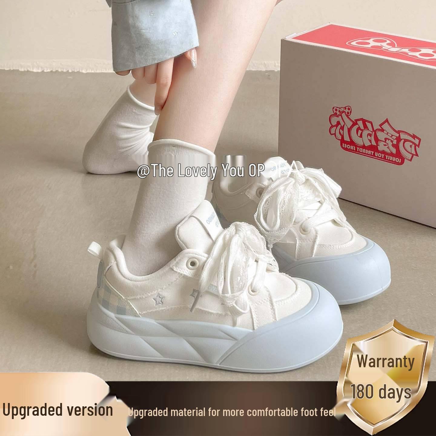 

Women s 2025 Thick-Soled White Canvas Shoes – Breathable, Comfortable, Girly Style for Casual Sports Size 39 світло-синій колір