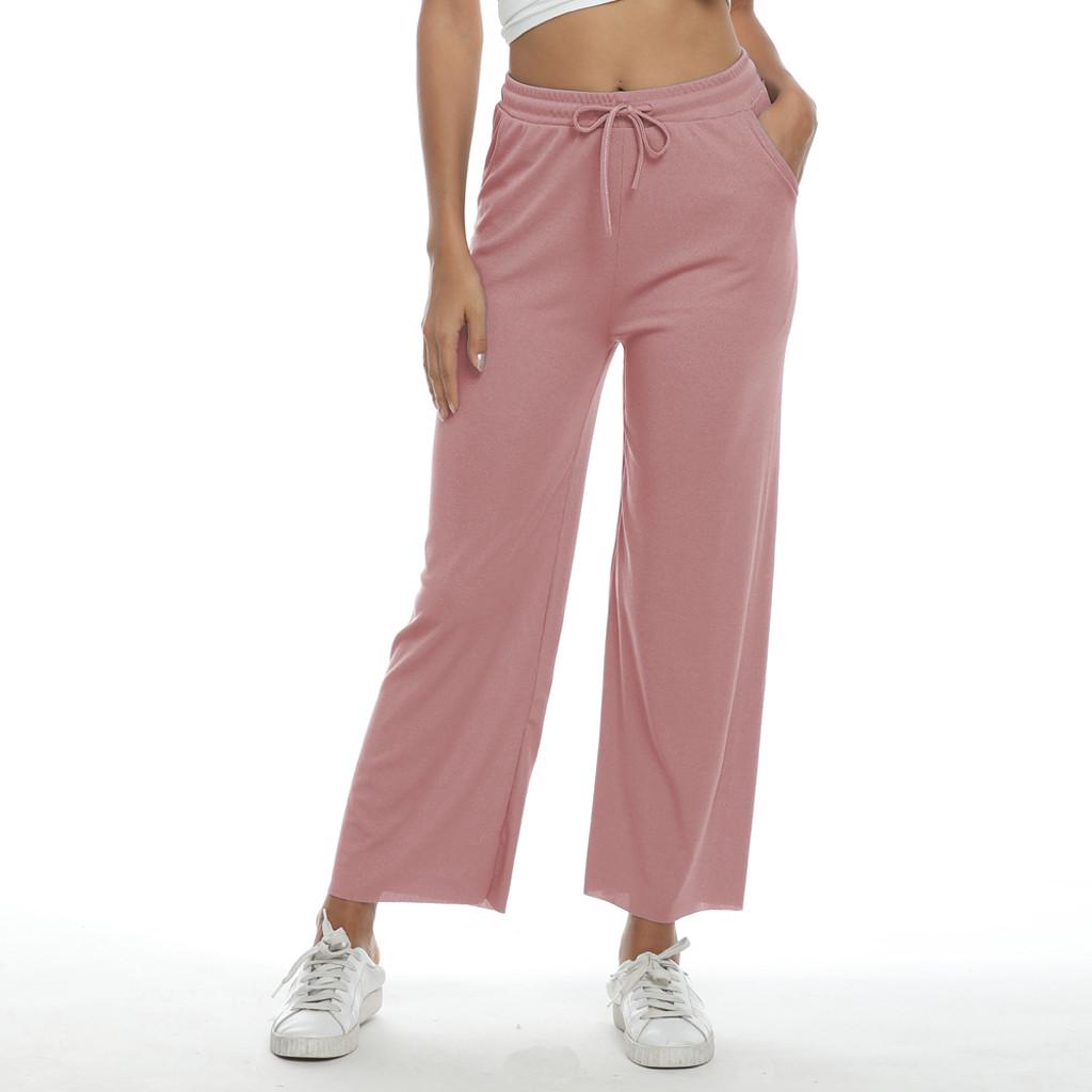 

Женские цветные повседневные свободные суперэластичные большие повседневные брюки, брюки S розовый