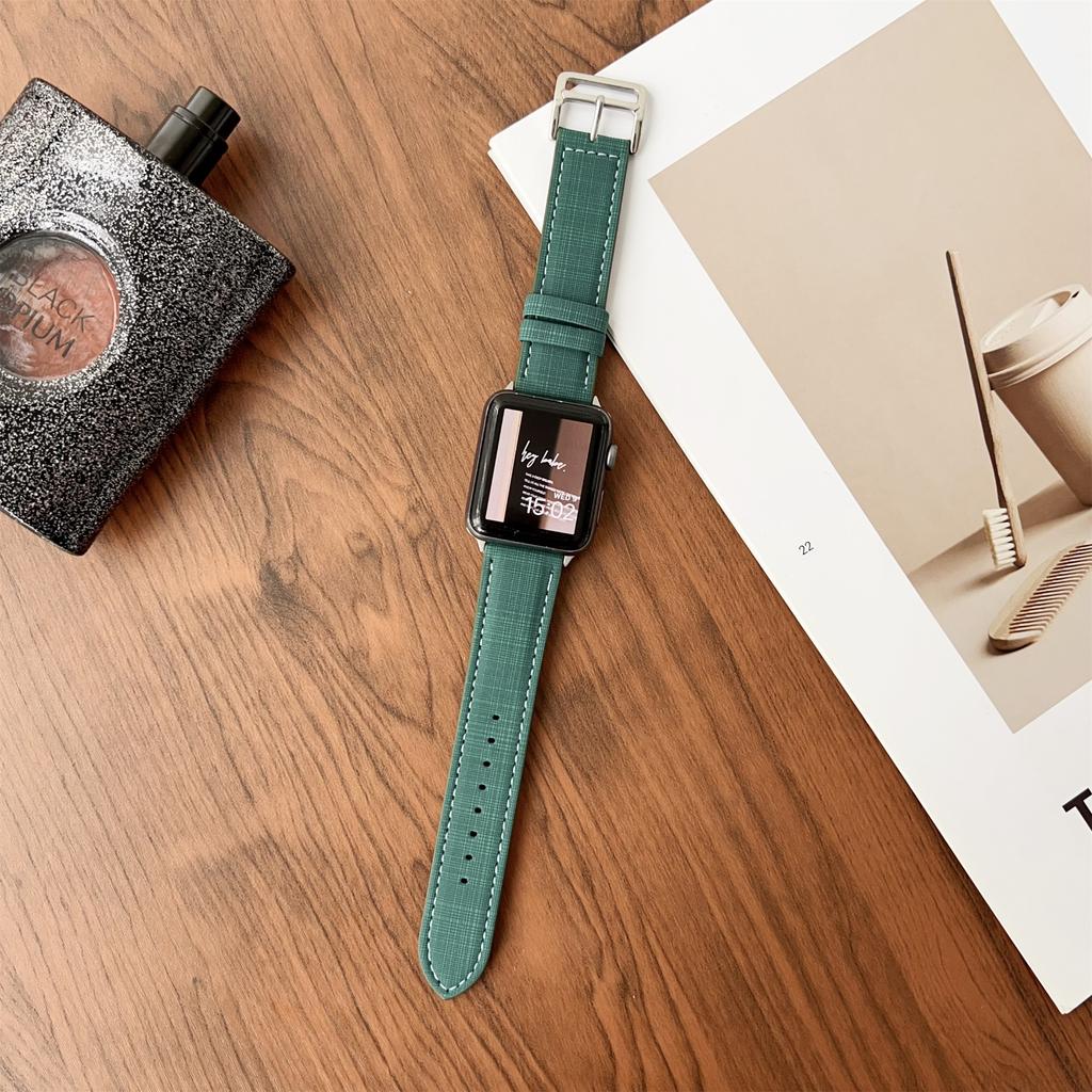 Watch Band For Apple Watch Series 10 Ultra 9 8 7 SE 6 5 4 3 2 1 46mm 49mm 45mm 44mm 42mm Braided Checkered Pattern Leather Wrist Strap