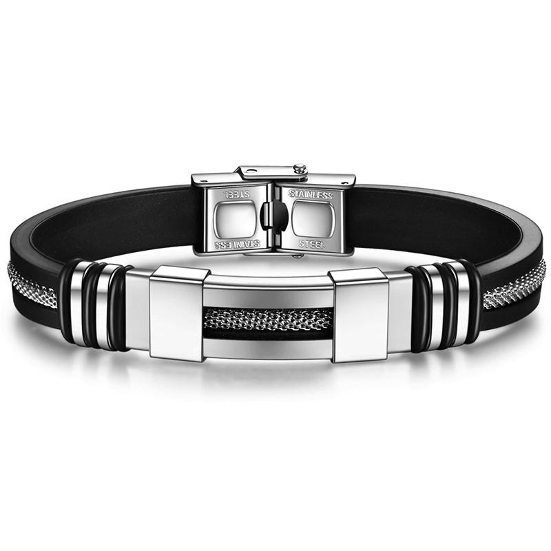 Stainless Steel Name Bracelets Personalized Engraved Family Name Date Bracelets Black Braided Leather for Men Fathers Day Gift