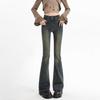 Neutral Personality Double-button Micro-pull Jeans Women's Spring and Autumn New High-waisted Thin Versatile Horn Jeans
