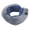 Self Inflatable Travel Pillow U Shaped Portable Neck Chain Support for Sleeping Napping Dark Blue with Gray