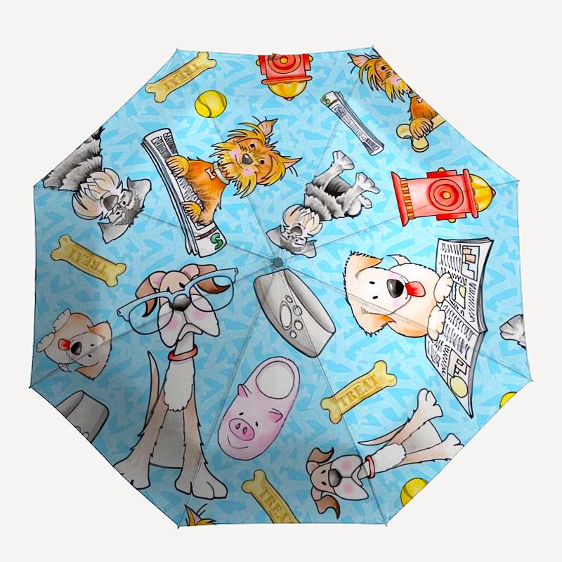 1pc Dog-themed illustration Umbrella with Plastic Handle,Compact & Stylish,Cartoon Pattern,Outdoor UmbrellaPT412