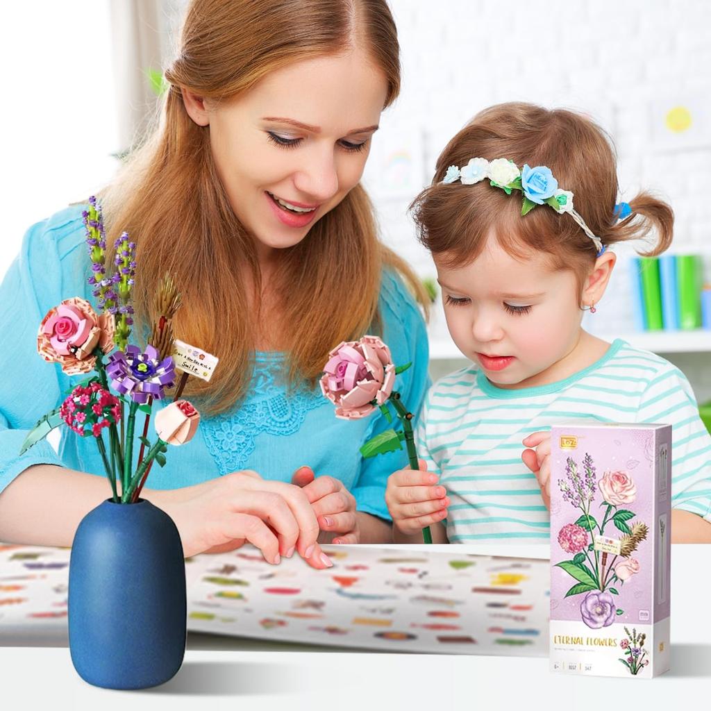 Mini Block Kids Building Toys Bricks Flowers Puzzle Pot Plants Girls Gift Home Decor (1657-1659(With Box))