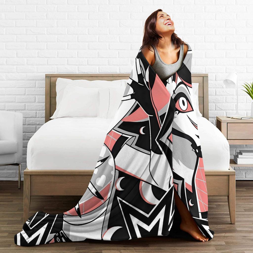 Helluva Boss Loona Flannel Blanket Soft Durable Throw Blanket for Bedroom Travel Office Novelty Bedspread Sofa Bed Cover
