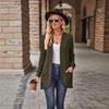 Autumn New Popular Solid Color Pit Strip Brushed Casual Splicing Long-sleeved Cardigan Jacket