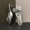 New Bow Women Mules Shoes Pointed Toe High Heels Slippers New Party Sandals Luxury Sexy Woman Brand Party Pumps Zapatos