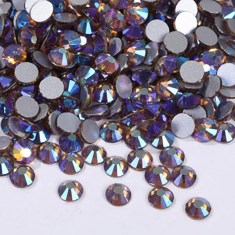 Color Ab Crystal Glass Flat Bottom Drill Round Nail Drill Diy Colorful Nail Jewelry