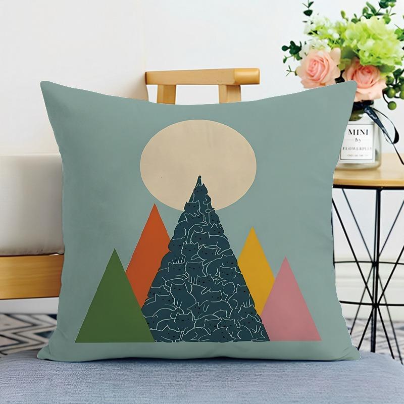 Simple Mountain Print Decorative Pillowcase Bedroom Living Room Square Cushion Pillowcase