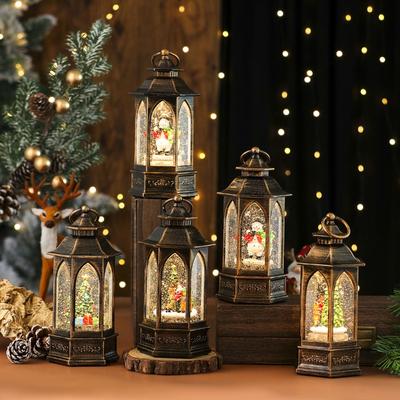 Nová Osvětlená Rotující Sněhová Vločka Šestihranná Vodou Plněná Olejová Lampa Hrací Skříňka Ozdoba, Vánoční Dárek Dekorace Koňská Lucerna