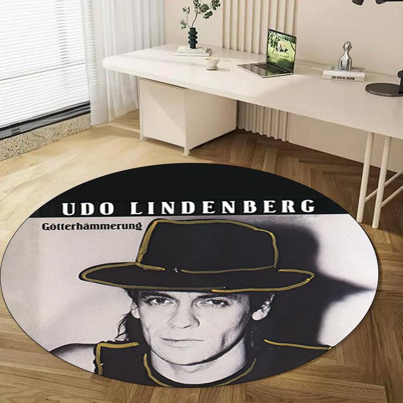 1 vnt. Udo Lindenberg apvalus spausdintas kilimas - namų dekoracija Kilimas svetainei, miegamajam, grindims, kompiuterio kėdės plotui