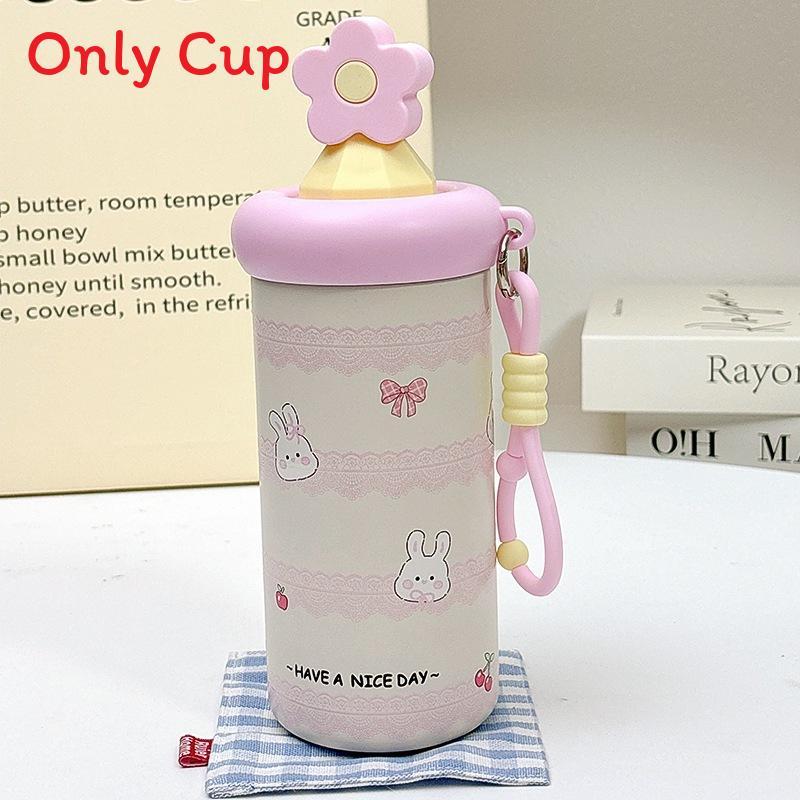 Cute Cat Theme 600ml Stainless Steel Insulated Travel Mug With Straw For Kids And Adults