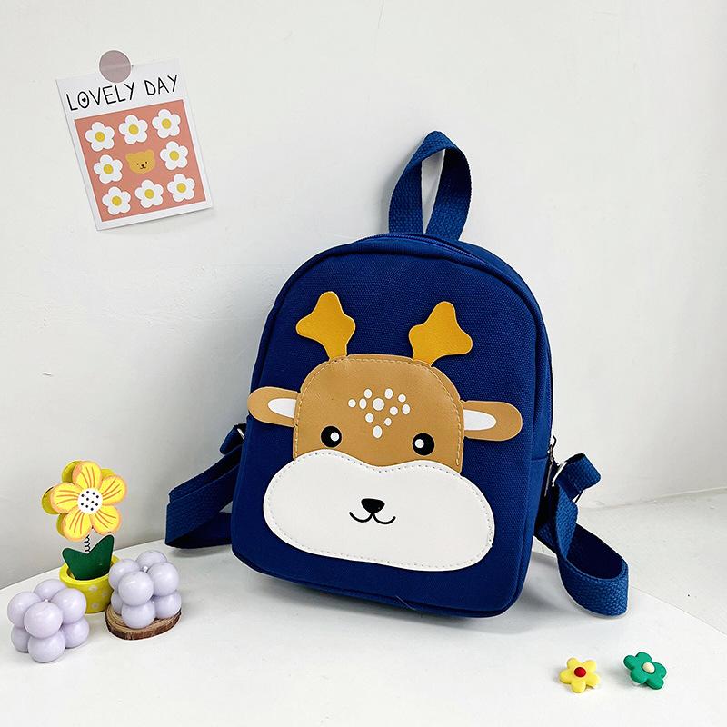 Cartoon kindergarten small schoolbag 3-6 years old boy and girl baby cute backpack fashionable contrasting color canvas children's backpack