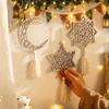 Handmade Moon Star Hollow Mesh Wall Decor Wooden Handicraft Pendant  Ramadan Celebration