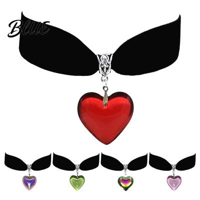 Statement-Anhänger-Halskette Gothic-Herz-Choker Schwarzer Samt Verstellbare Länge