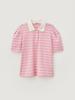 BEMUSE MANSION Stripe Collar Puff Top - Pink