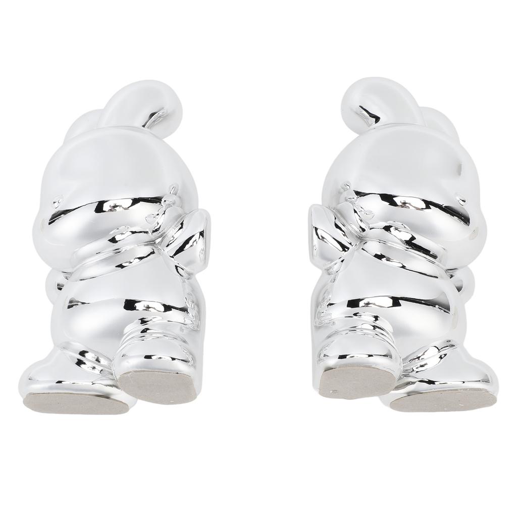 Book Ends Stable Rabbit Shaped Resin Ornament Decorative Bookends for Bedroom Study Shelves Silver