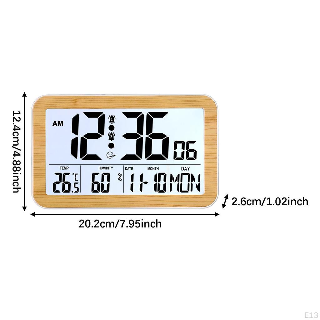 Digital Alarm Clock Bedside Table Timepiece Large Display Versatile Night Light Double Alarms Desk