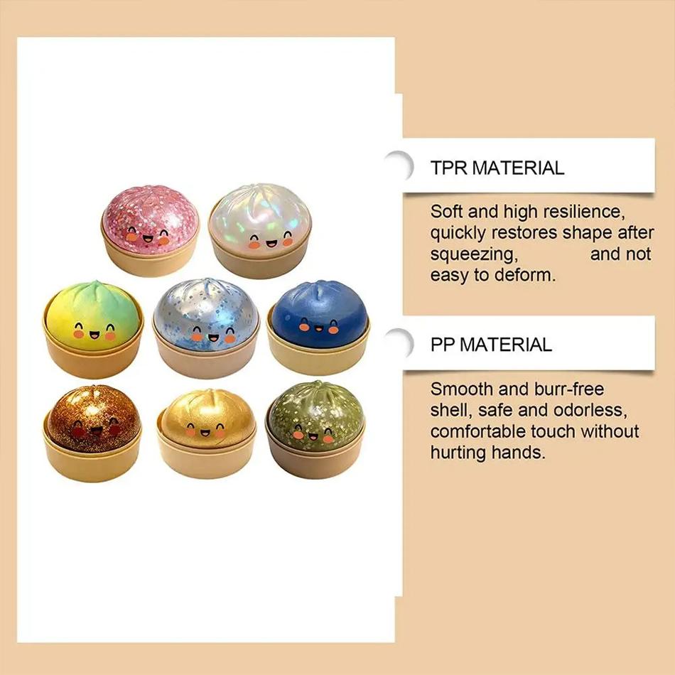 High Quality Realistic Giant Dumpling Squeeze Toy With Bamboo Steamer Soft Tpr Decompression Fidget Toy Funny Creative Gift