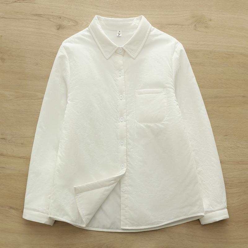 

2025 Winter Japanese Style Women s Padded Long-Sleeve Warm Shirt Top M білий