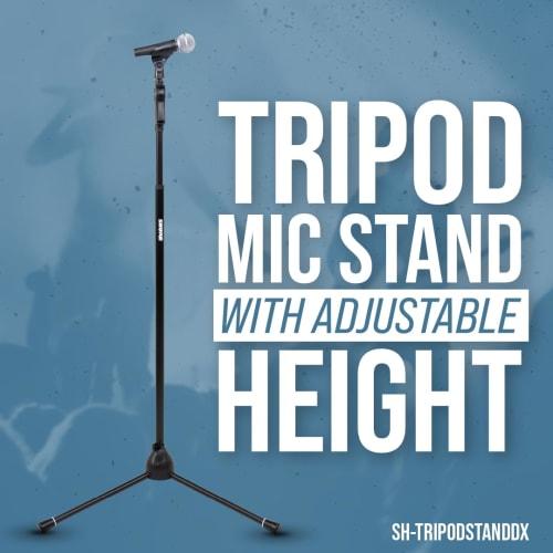 Shure by Gator Deluxe Tripod Microphone Stand, Straight Type, with Pistol Grip Clutch, SH-TRIPODSTANDDX