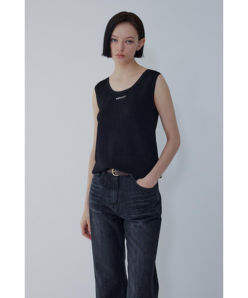 Bobeu Lettering Sleeveless Knit Pullover_Black 7156250003