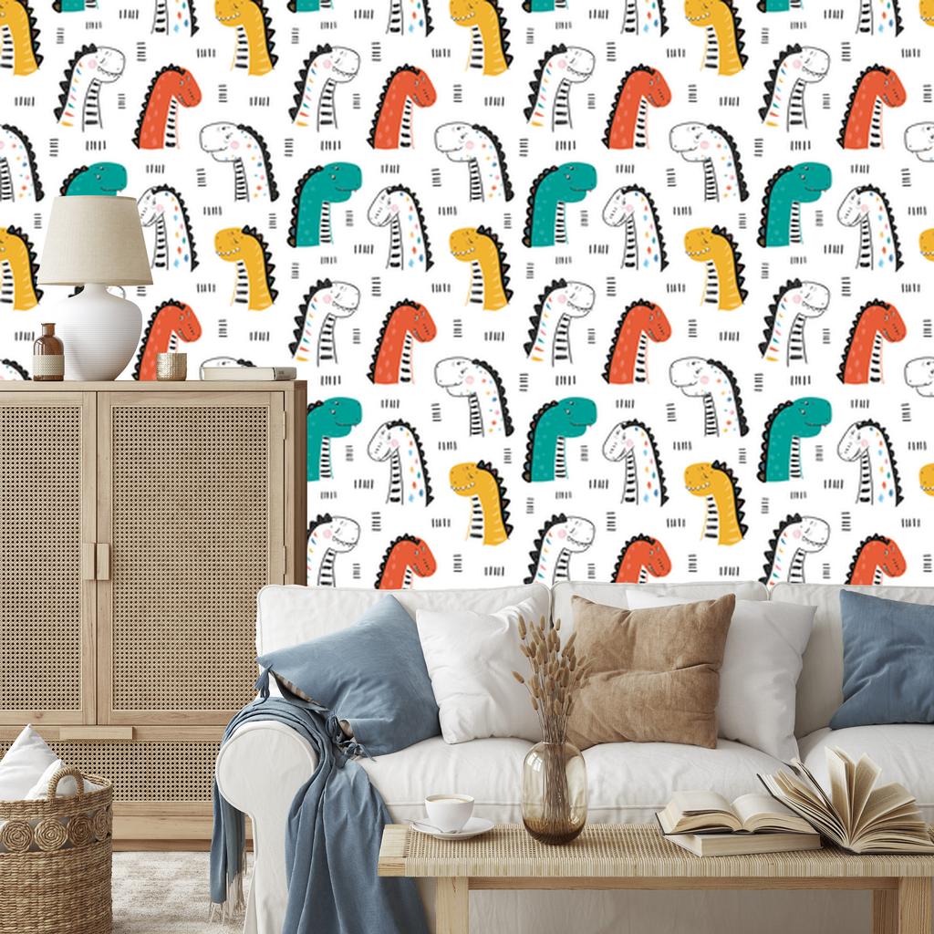 Colorful Dinosaurs Wallpaper for Living Room and Bedroom 50x1000