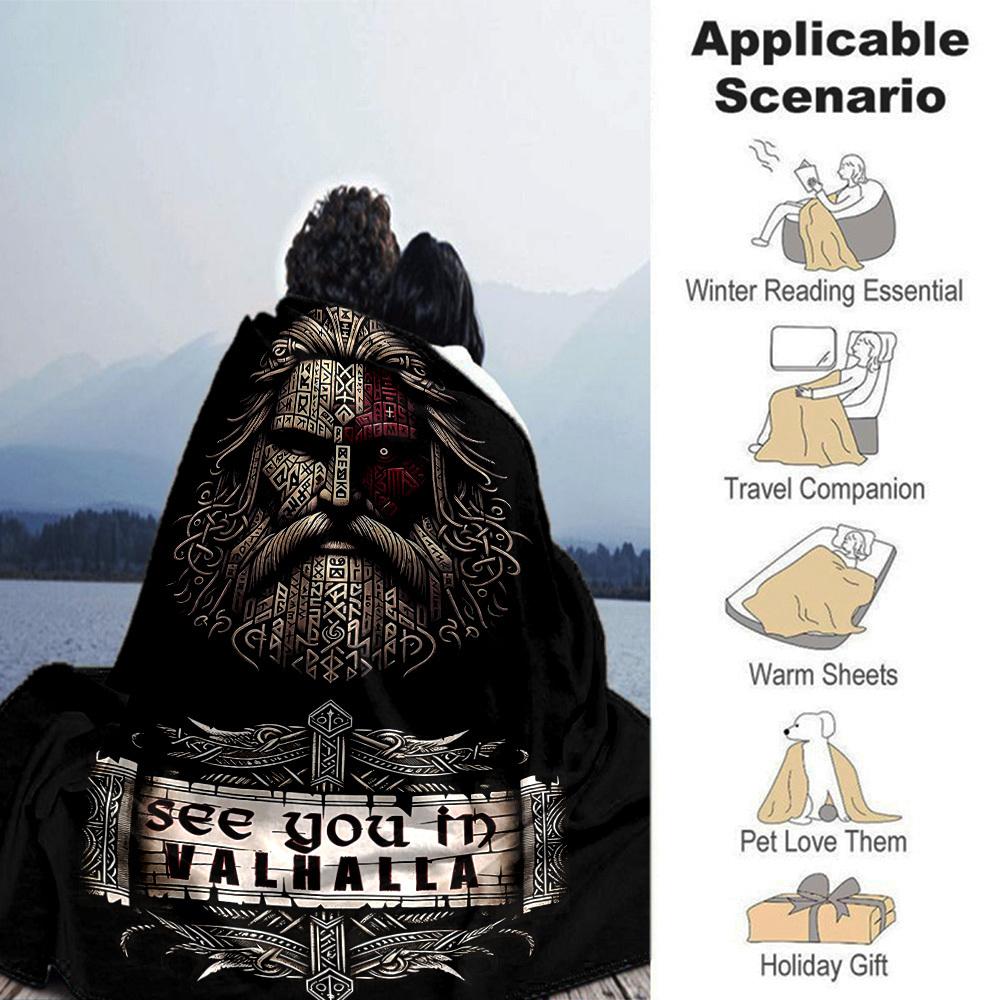 1pc Viking Valhalla Throw Blanket Soft Flannel, Cozy All Season Polyester Perfect for Home, Office