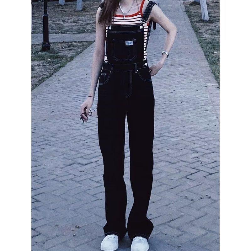 Blue Jumpsuits Jeans Women Straight Fashion Casual Wide Leg Pants Streetwear High Waist Vintage Female Harajuku Y2K Trousers