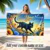 Cat Theme Soft Beach Towel Personalized Custom Name Text Towel Portable for Beach Pool Travel