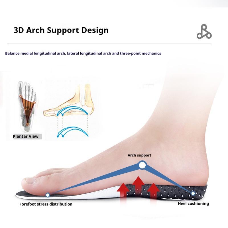 Silicone Shock-Absorbing Sports Insoles Men Arch Support Insole Breathable and Comfortable Shoe Pads