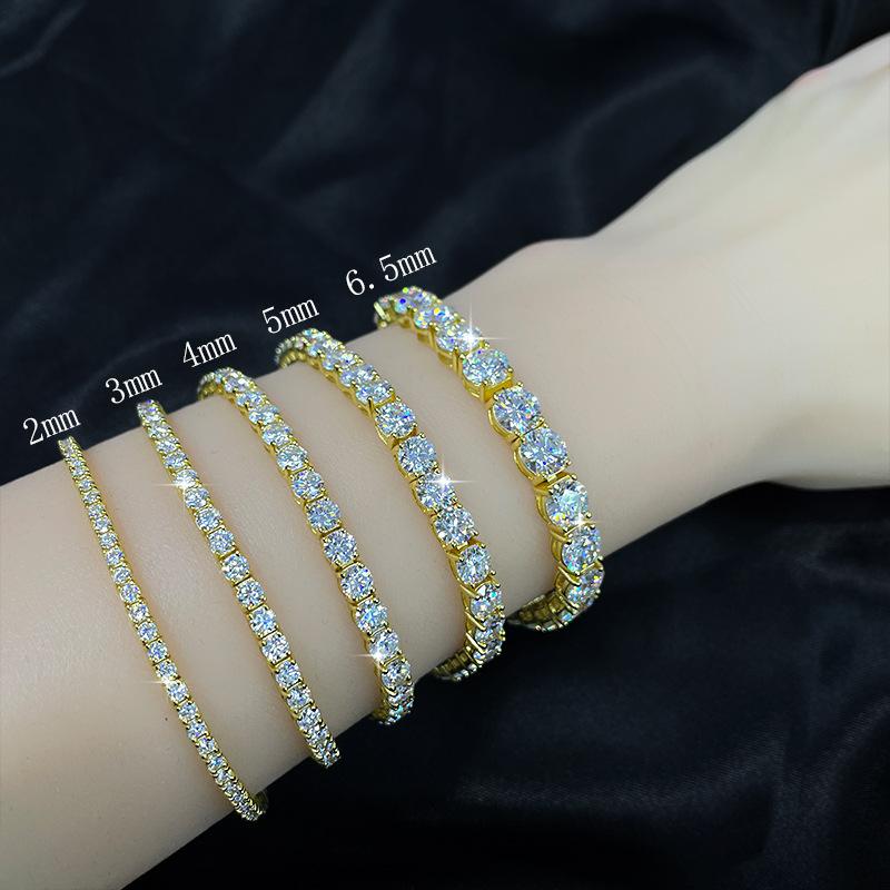 2mm D VVS1 Moissanite Tennis Bracelet Original S925 Silver Plated White Gold with GRA Necklace for Women Man