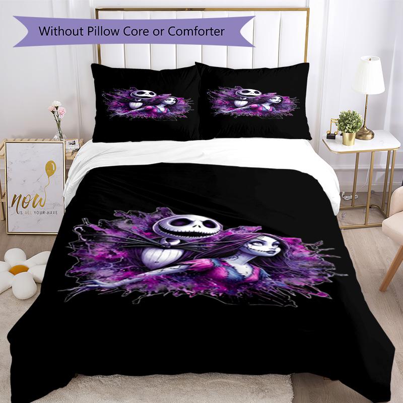 Christmas Nightmare Bedding Set Breathable Duvet Cover with Pillowcases Decorative Bed Linen for Bedroom Home Decoration Birthday Gift
