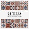 24 Pieces European Pattern Self-Adhesive Tile Sticker Waterproof And Oil-Proof Kitchen Bathroom Wall Decoration Matte Film Pvc Wall Sticker