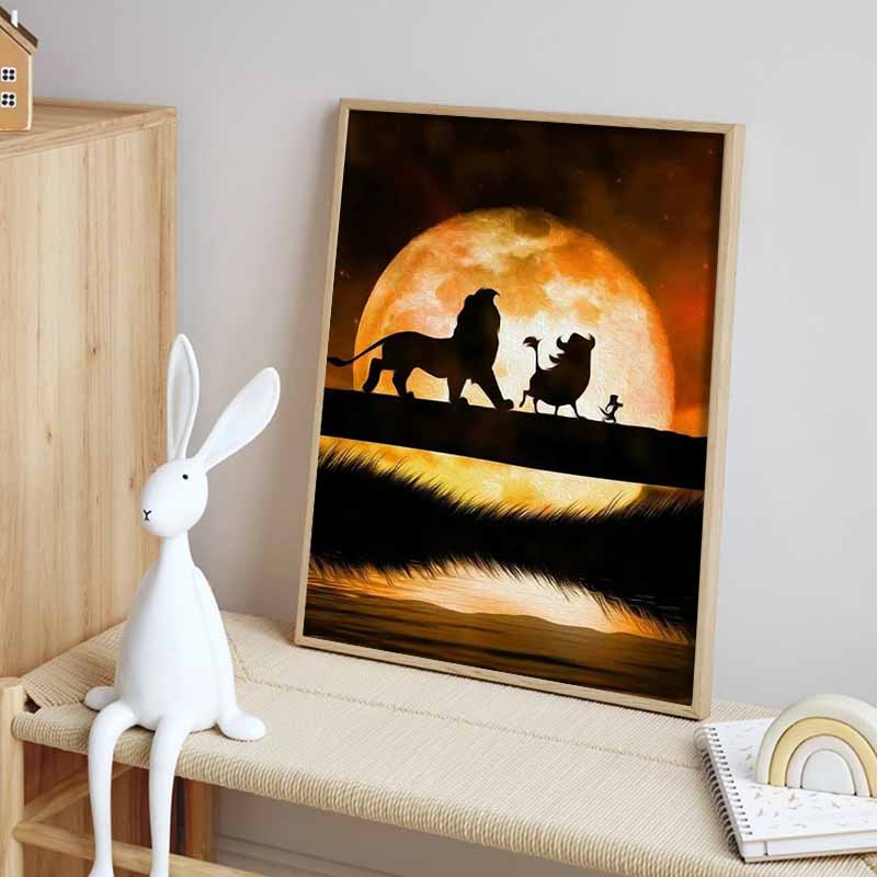 Disney Diamond Painting Timon Pumba and Simba Silhouette Artwork 5D Diamond Painting Art Embroidery Cross Stitch Room Decoration
