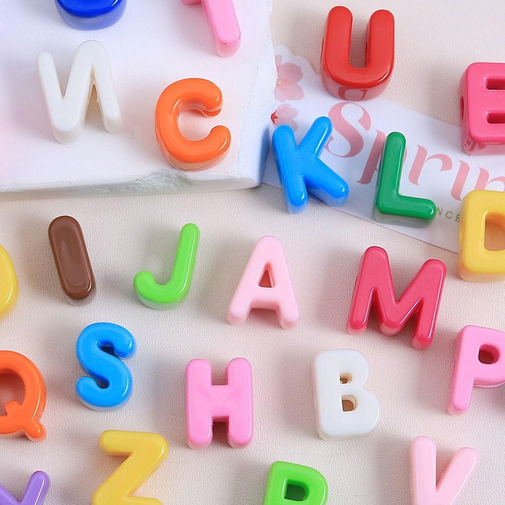 50Pcs Beads Acrylic Pendant Y2K Jewelry Making Charm Minimalist Letter Pendant Jewelry Accessories