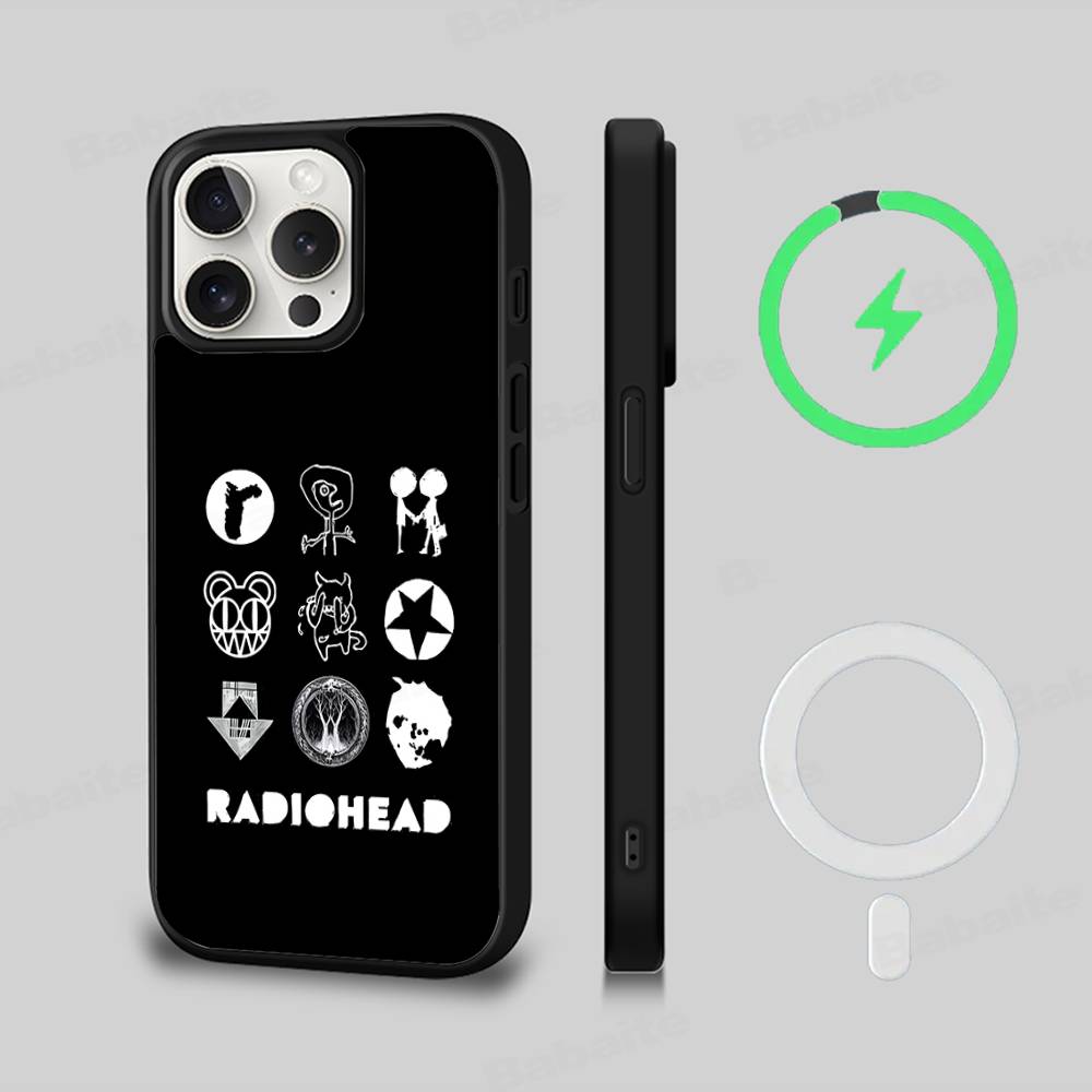 R-Radiohead Rock Band For Magsafe Magnetic Phone Case Cover For IPhone 11 12 13 14 15 16 17 Pro Max Plus