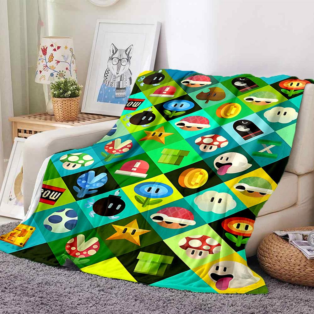 1pc Mario Flannel Blanket, Soft Skin Friendly with Digital Printing, Various Sizes Available for Family, Friends, Birthday