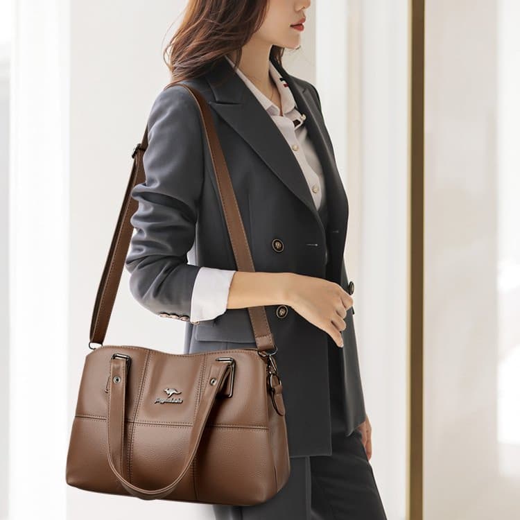 Soft Leather Splicing Large-capacity Handbag Women's Shoulder Bag