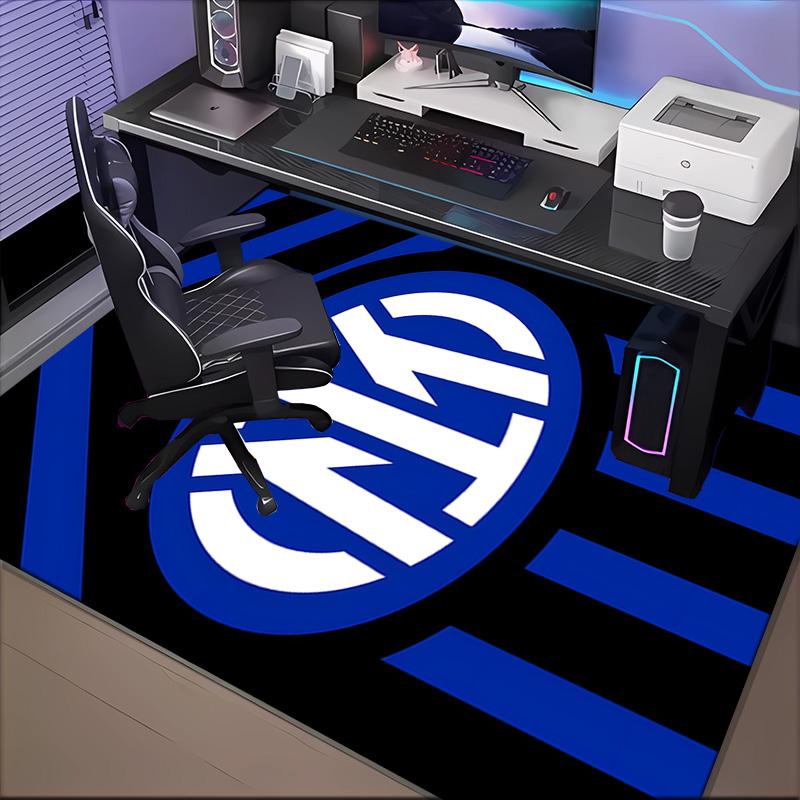 Inter FC Crest Printed Office Carpet Chair Cushion  Entryway Rug, Rugs for Living Room, Bedroom Christmas gifts