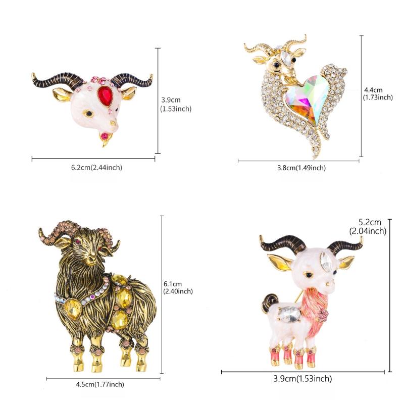 Unique Rhinestone Goat Brooch Scratch-resistant Alloy Animal Sheep Pin for Women Men Formal Wear Decoration Gift