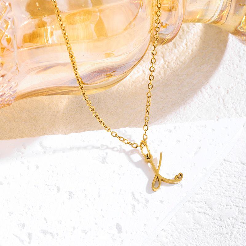 Elegant Titanium Steel Letter Necklace for Women - 2026 Clavicle Chain English Letter Pendant Jewelry