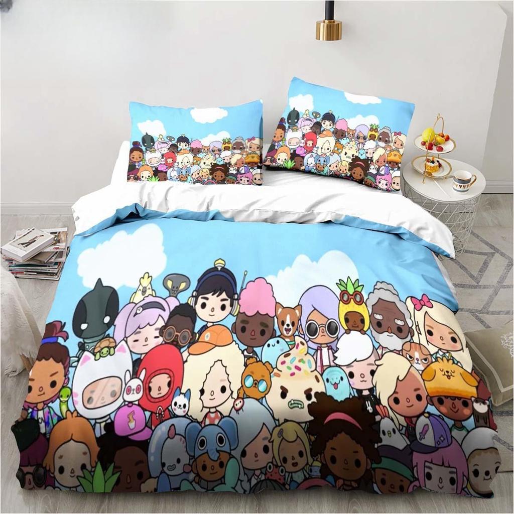 Novo jogo Toca Life World Conjunto de cama Escavadeira Lençol King Twin Double Conjunto de cama infantil Microfibra ou conjunto de capa de edredom de poliéster