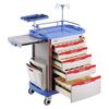 5 Tiers Lab Carts Mobile Medical Cart with 5 Drawers & 2 Trash Cans Blue