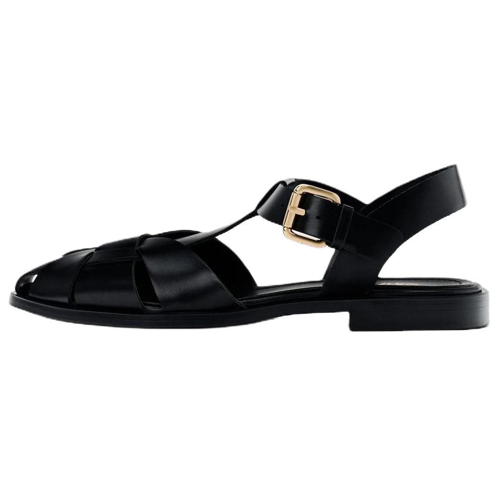 

Zara ПУ Универсальные Ретро Римские Сандалии 2 см Женские Сандалии Черные 2510610800 40