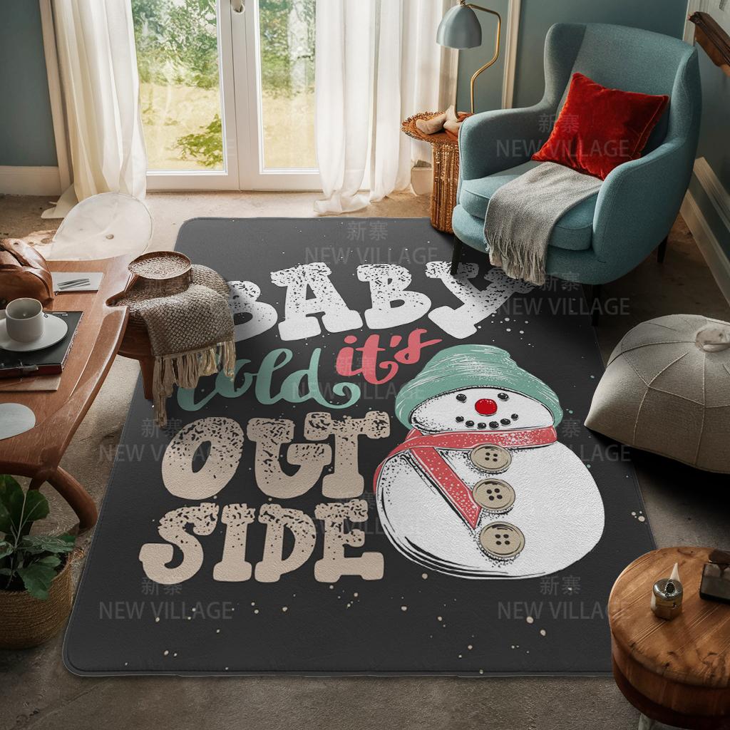 House Entrance Carpet Home Door Mat Living Room Bath Foot Bathroom Non-slip Water Absorption Rugs Bath Merry Christmas Winter