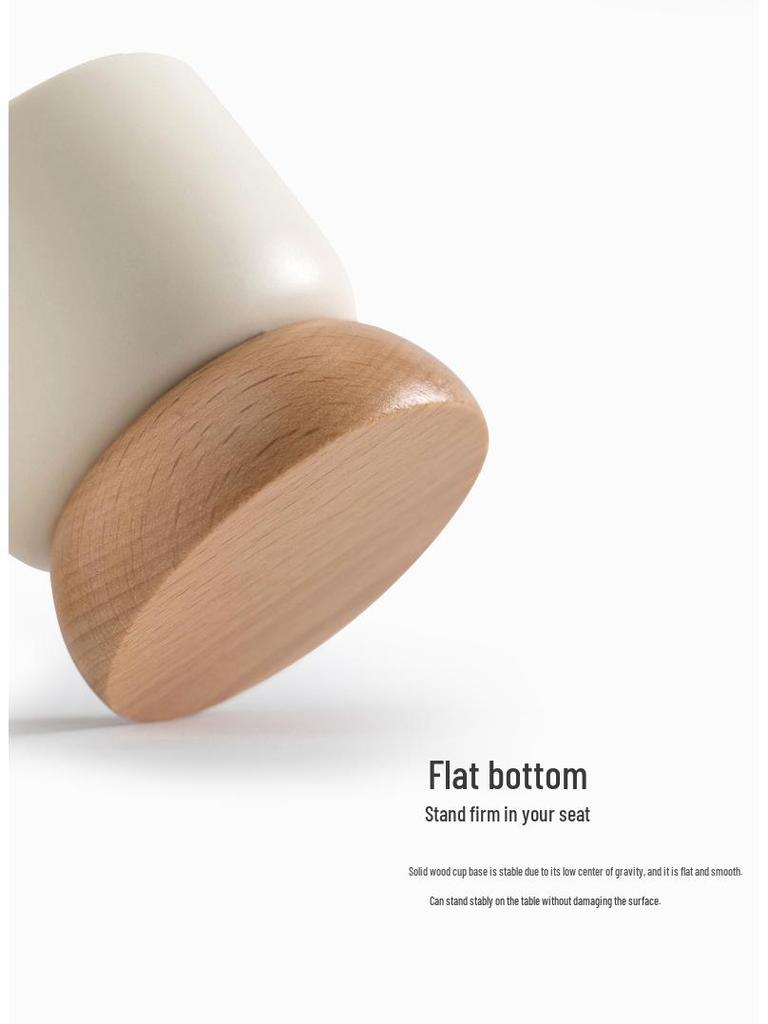 Japanese Minimalist Wooden Teacup Gift Set - Cream Style for Women, Personal Use, Tasting Cup