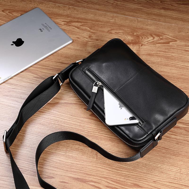Men's Genuine Leather Crossbody Shoulder Bag - Multifunctional, Practical, Soft Cowhide for Business Use