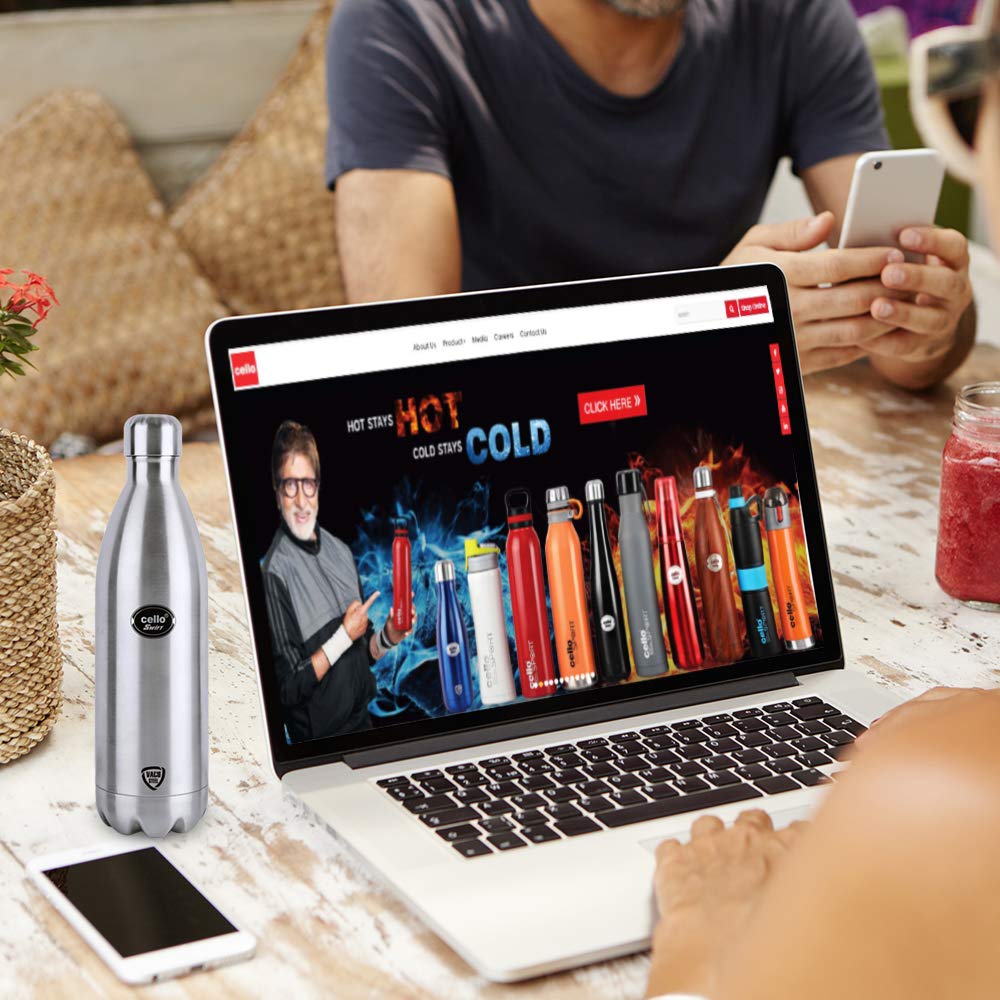 Stainless Steel Vacuum Flask For Hot Cold Drinks 500ml Easy Carry Travel Bottle With Thermoseal Silver Finish