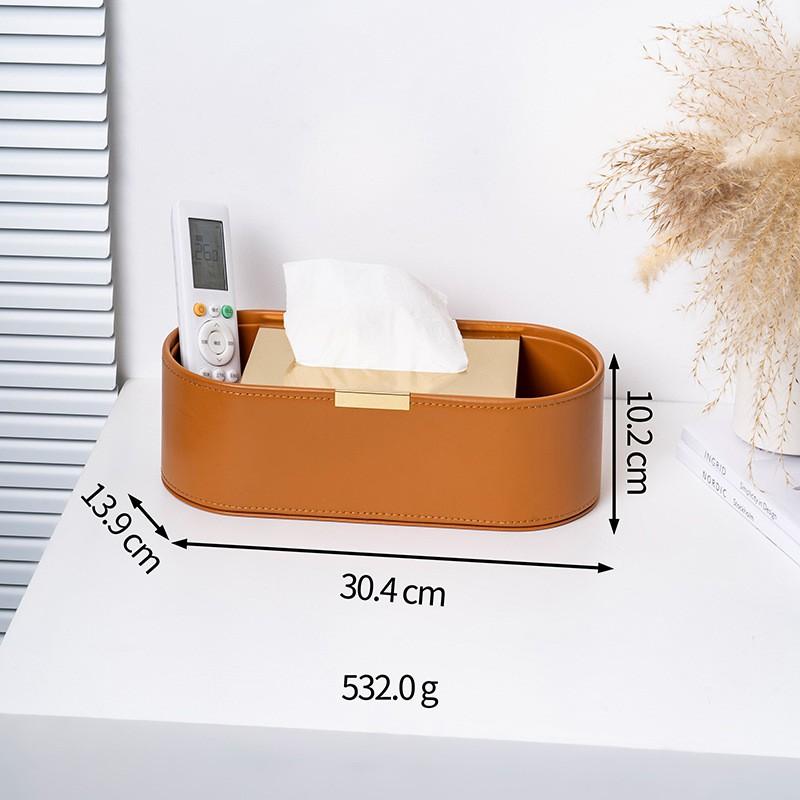 Modern Minimalist PU Leather Tissue Box Home Office Dining Multi-Functional Remote Control Organizer